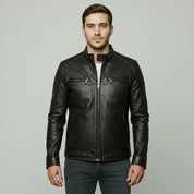 Handmade Men Black Leather Slimfit Jacket, Men Biker Jacket, Leather Jacket Men