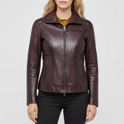 Handmade Women Antique Brown Leather Jacket, Women Multi Pocket Biker Jacket Jacket