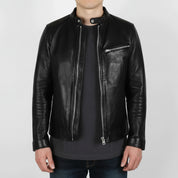 Men's Black Full-Grain Leather Biker Jacket