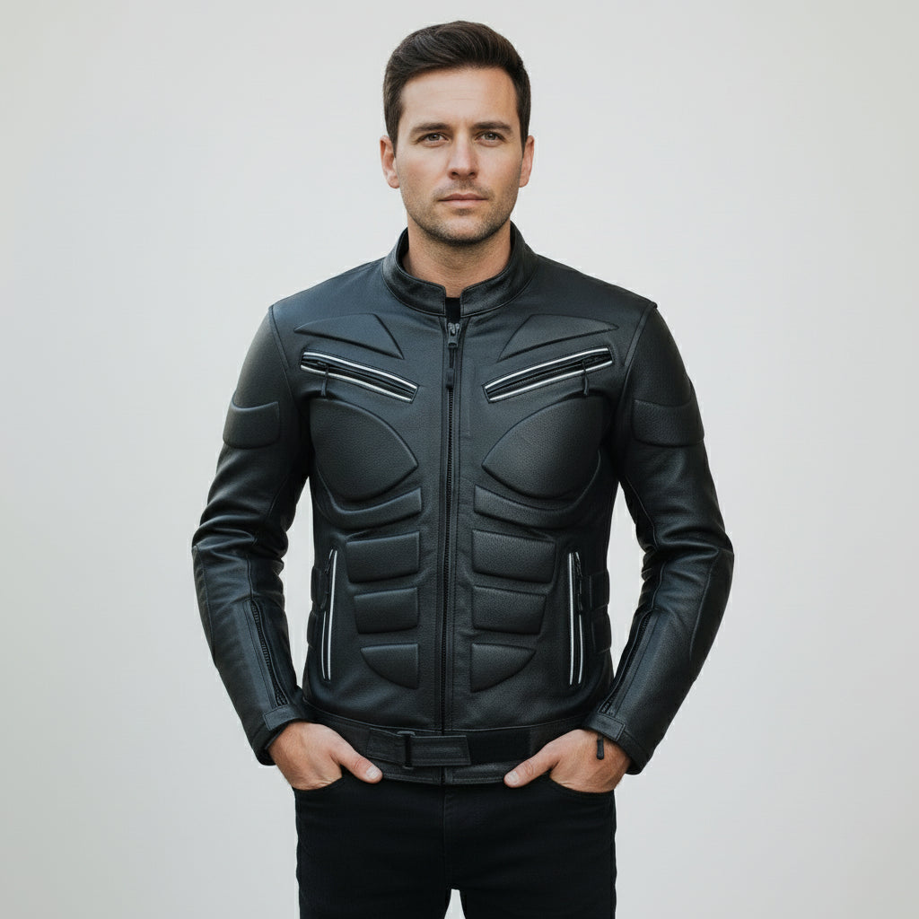 Men's Black Leather Biker Jacket