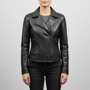 Women's Black Leather Biker Jacket