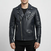 Men's Black Leather Biker Jacket
