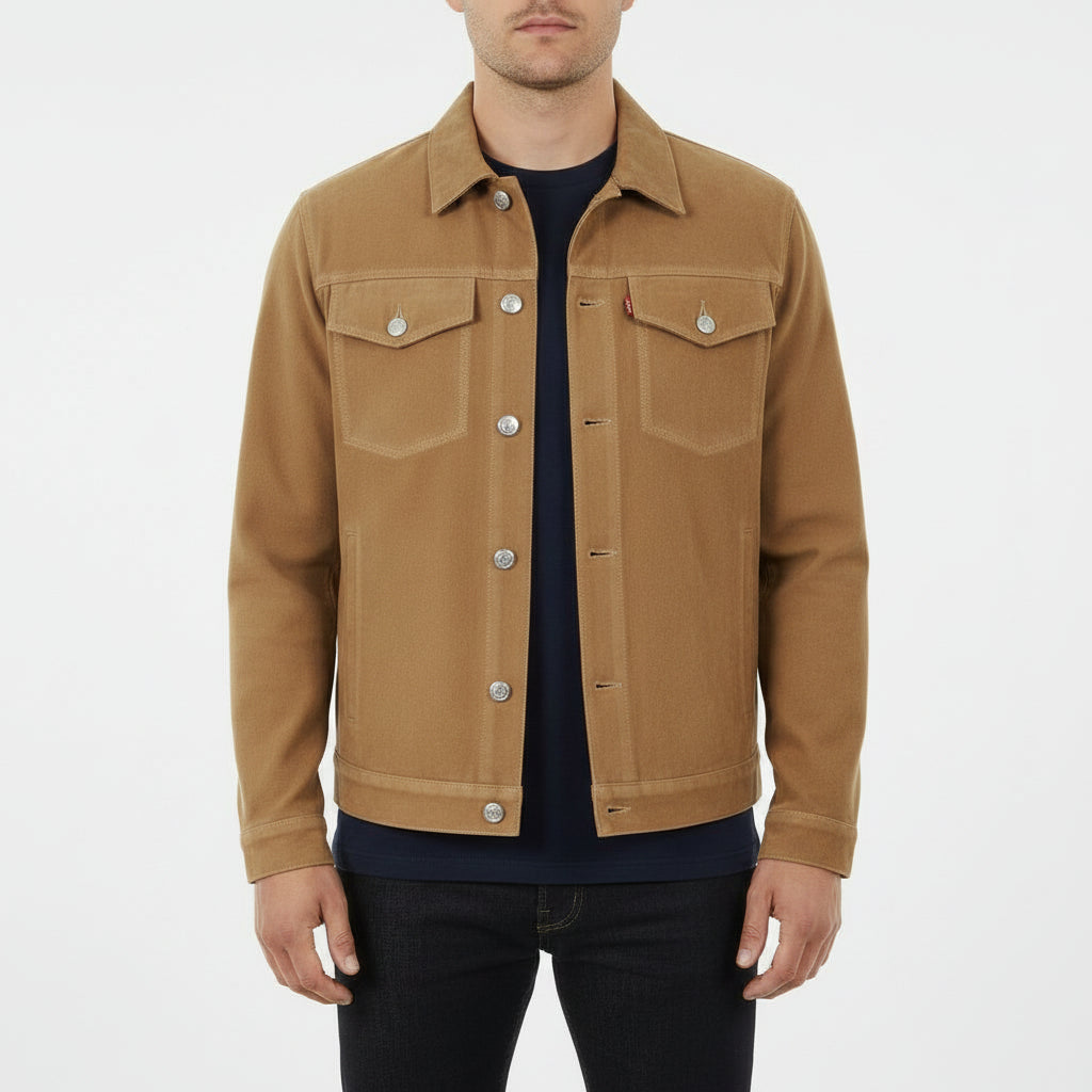 Men's Tan Suede Trucker Jacket