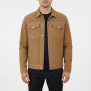 Men's Tan Suede Trucker Jacket