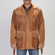 Men's Tan Fringed Suede Jacket