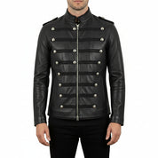 Black Leather Military Jacket