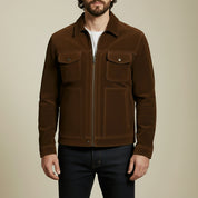 Men's Brown Suede Trucker Jacket