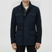 Men's Navy Suede Field Jacket