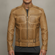 Men's Tan Leather Biker Jacket — Chesterfield