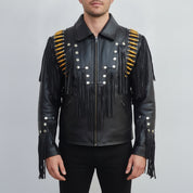 Men's Black Leather Western Jacket — Cheswick