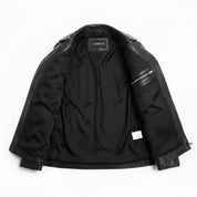 Handmade Fashion Leather Silver Studded Real Soft Leather Biker Style Jacket for Men