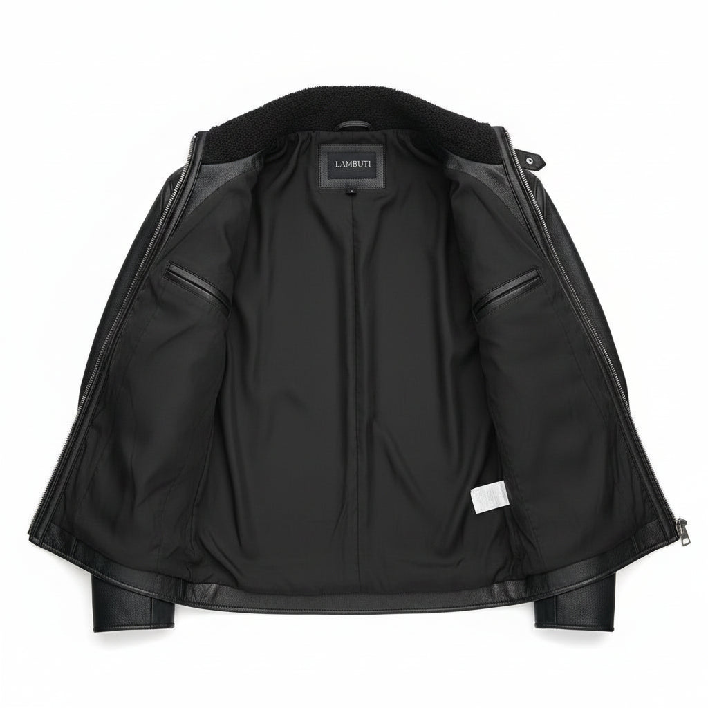 Men's Handmade Black Cowhide Leather Motorcycle Jacket