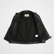 Handmade Men Black Sheep Leather Jacket, Stand Collar Motorcycle Jacket