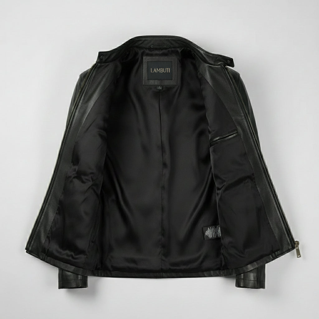 Handmade Men Black Leather Slim Fit Jacket, Men Biker Jacket, Motorcycle Jacket