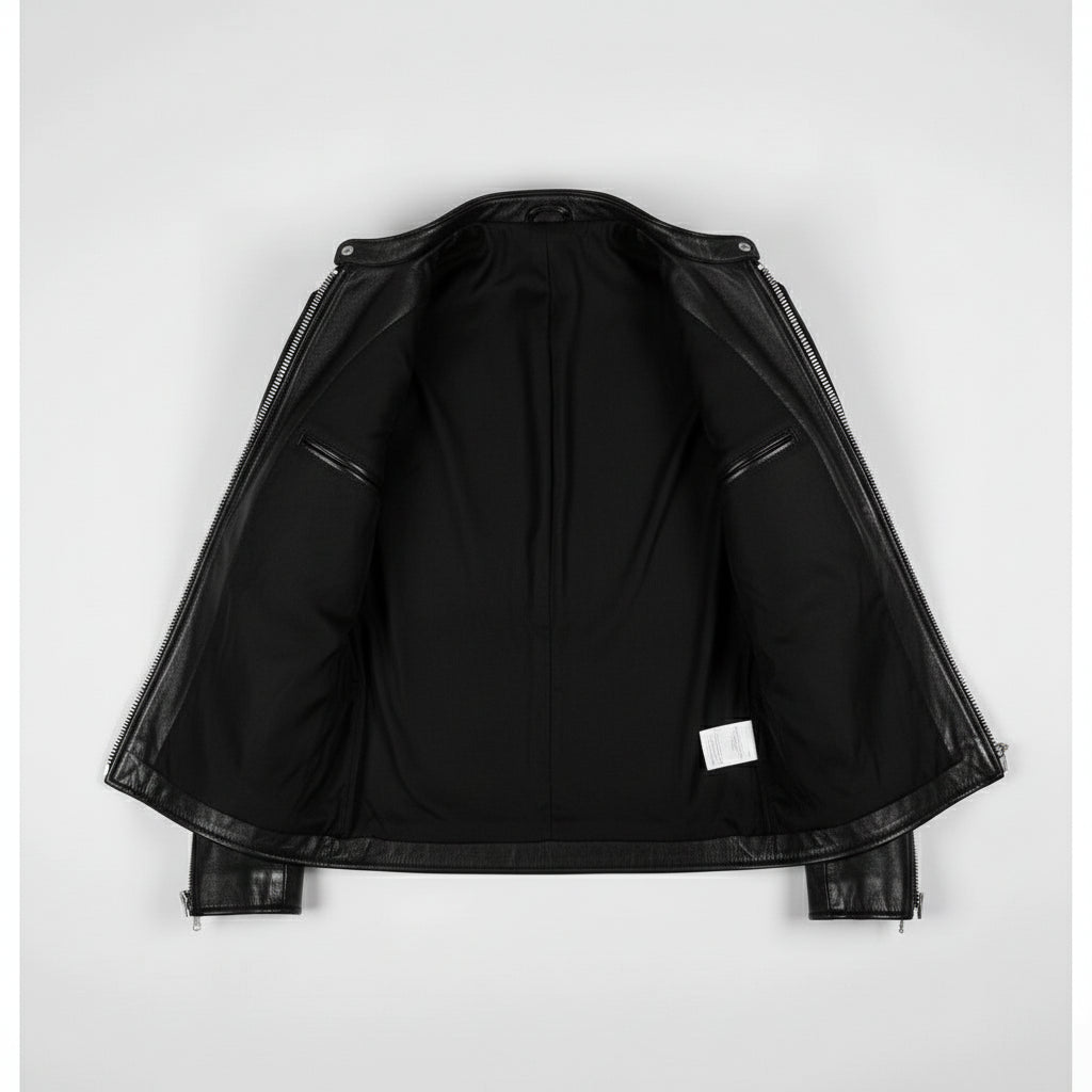 Men's Black Full-Grain Leather Biker Jacket