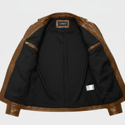 Men's Brown Slim Fit Leather Biker Jacket