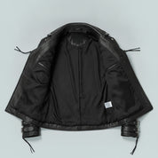 Men's Black Quilted Leather Biker Jacket — Abbett