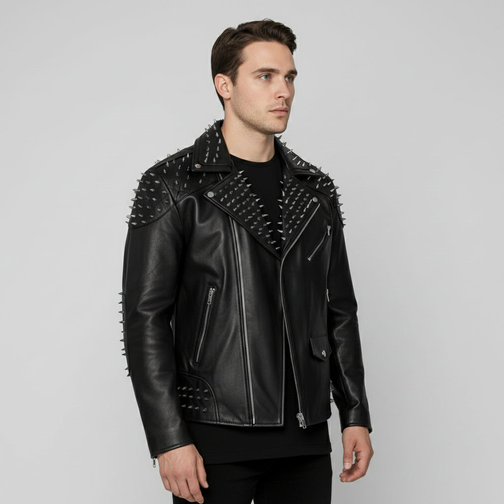 Men's Black Studded Gothic Leather Jacket
