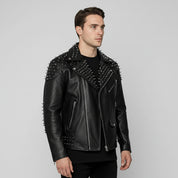 Men's Black Studded Gothic Leather Jacket