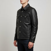 Handmade Men Black Leather Slim Fit Jacket with Cargo Pockets, Men Fashion Jackets