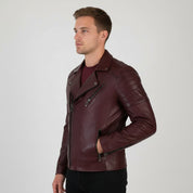 Men's Handmade Aged Genuine Leather Jacket Slim Fit Zip Closure Vintage Style