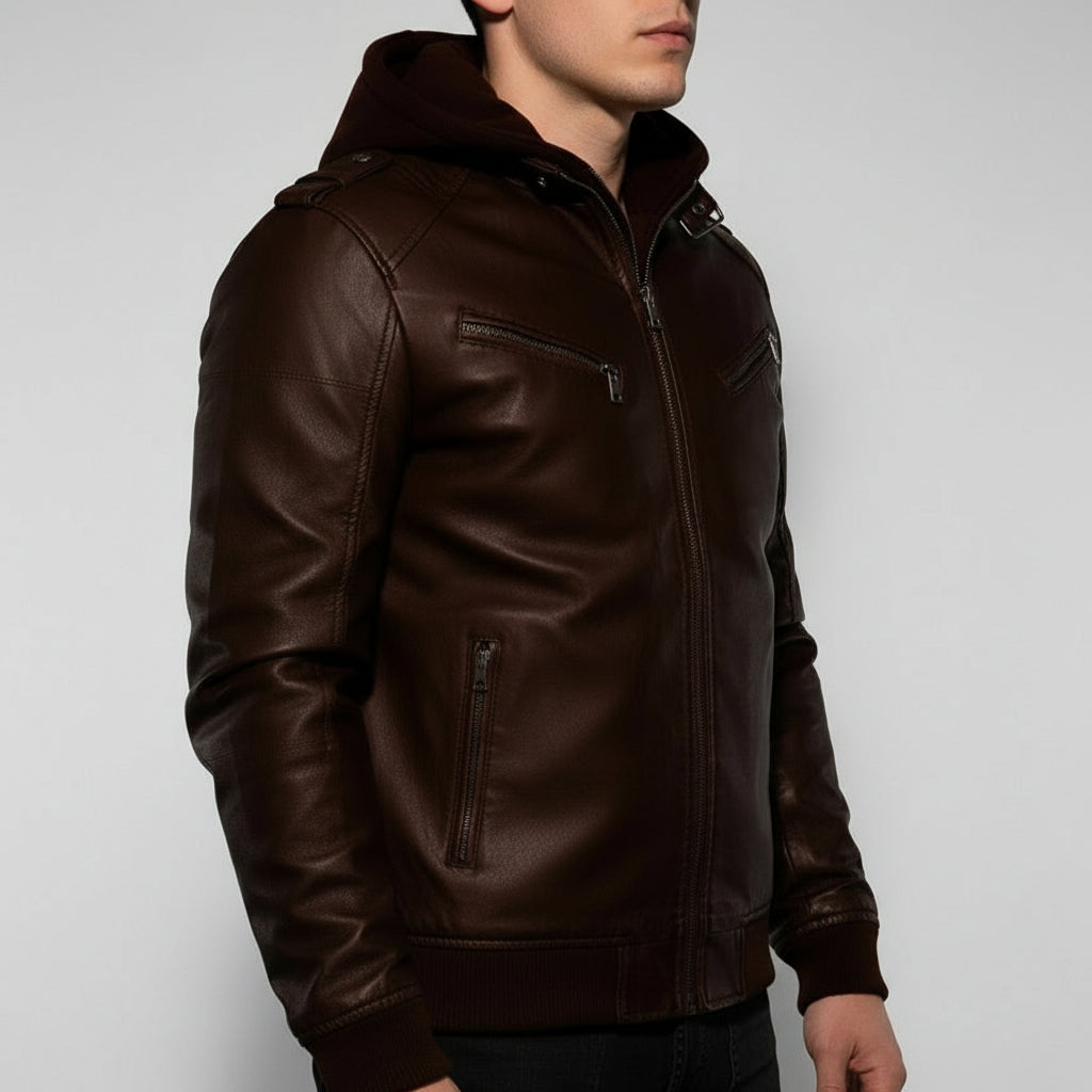 Handmade Antique Brown Leather Fashion Jacket for Men, Winter Leather Apparel.