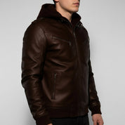 Handmade Antique Brown Leather Fashion Jacket for Men, Winter Leather Apparel.