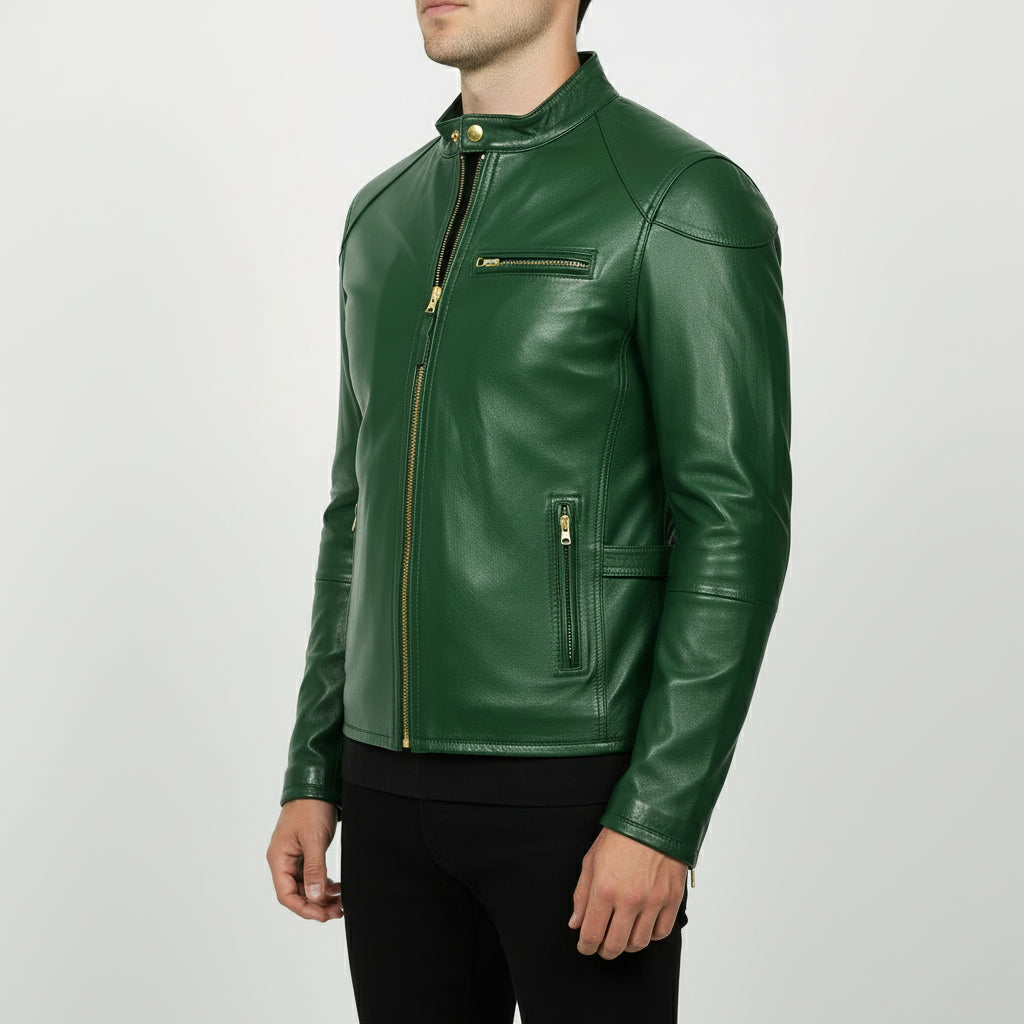 Handmade Leather Slim Fit Biker Jacket, Motorcycle Jacket For Men