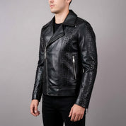 Punk Handmade Men's Studded Leather Jacket,rock Style Leather Jacket