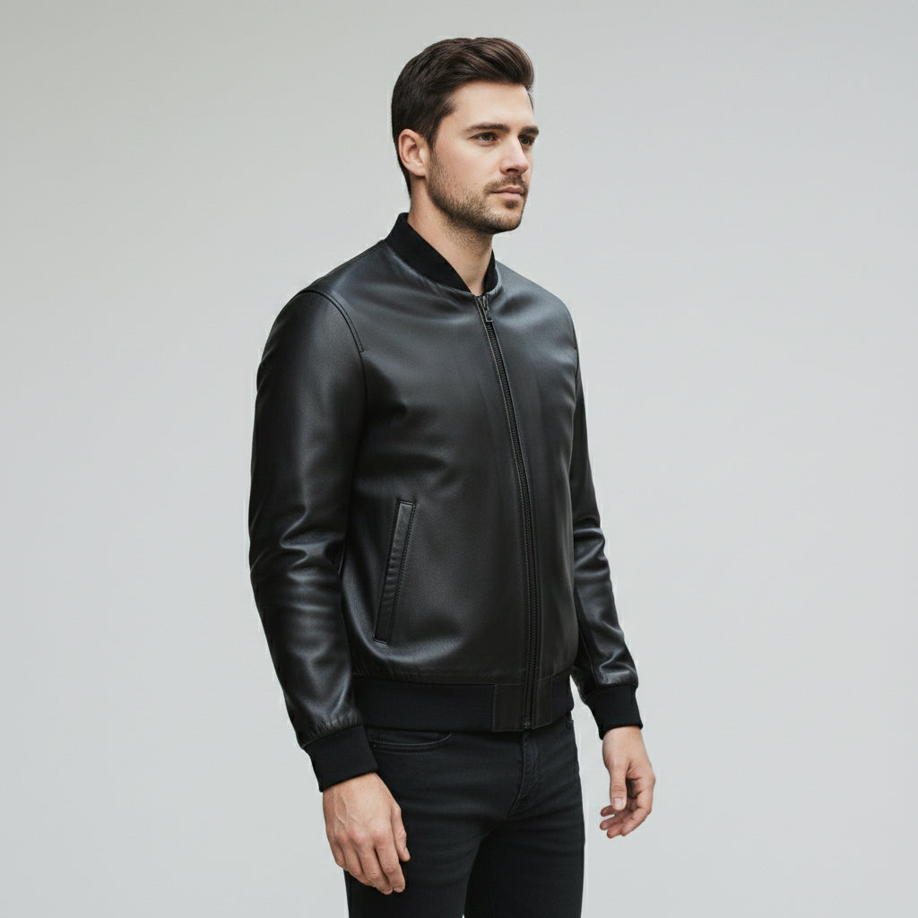 Men's Handmade Bomber Leather Jacket