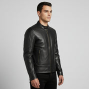 Handmade Men Black Leather Slim Fit Jacket, Men Biker Jacket, Motorcycle Jacket