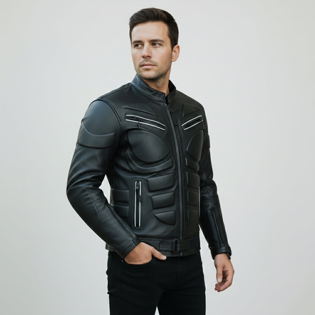 Men's Black Leather Biker Jacket