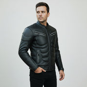 Men's Black Leather Biker Jacket