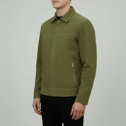 Men's Olive Green Suede Bomber Jacket