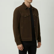 Men's Brown Suede Trucker Jacket
