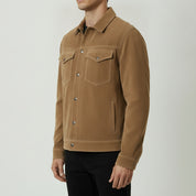 Men's Tan Suede Trucker Jacket