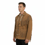 Men's Tan Fringed Suede Jacket