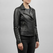 Women's Black Leather Biker Jacket