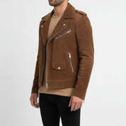 Men's Brown Suede Biker Jacket