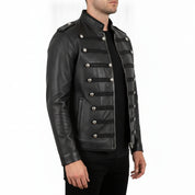 Black Leather Military Jacket