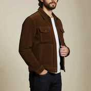 Men's Brown Suede Trucker Jacket