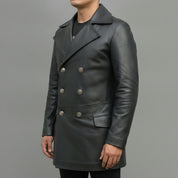 Men's Black Leather Trench Coat