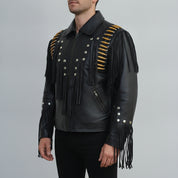 Men's Black Leather Western Jacket — Cheswick