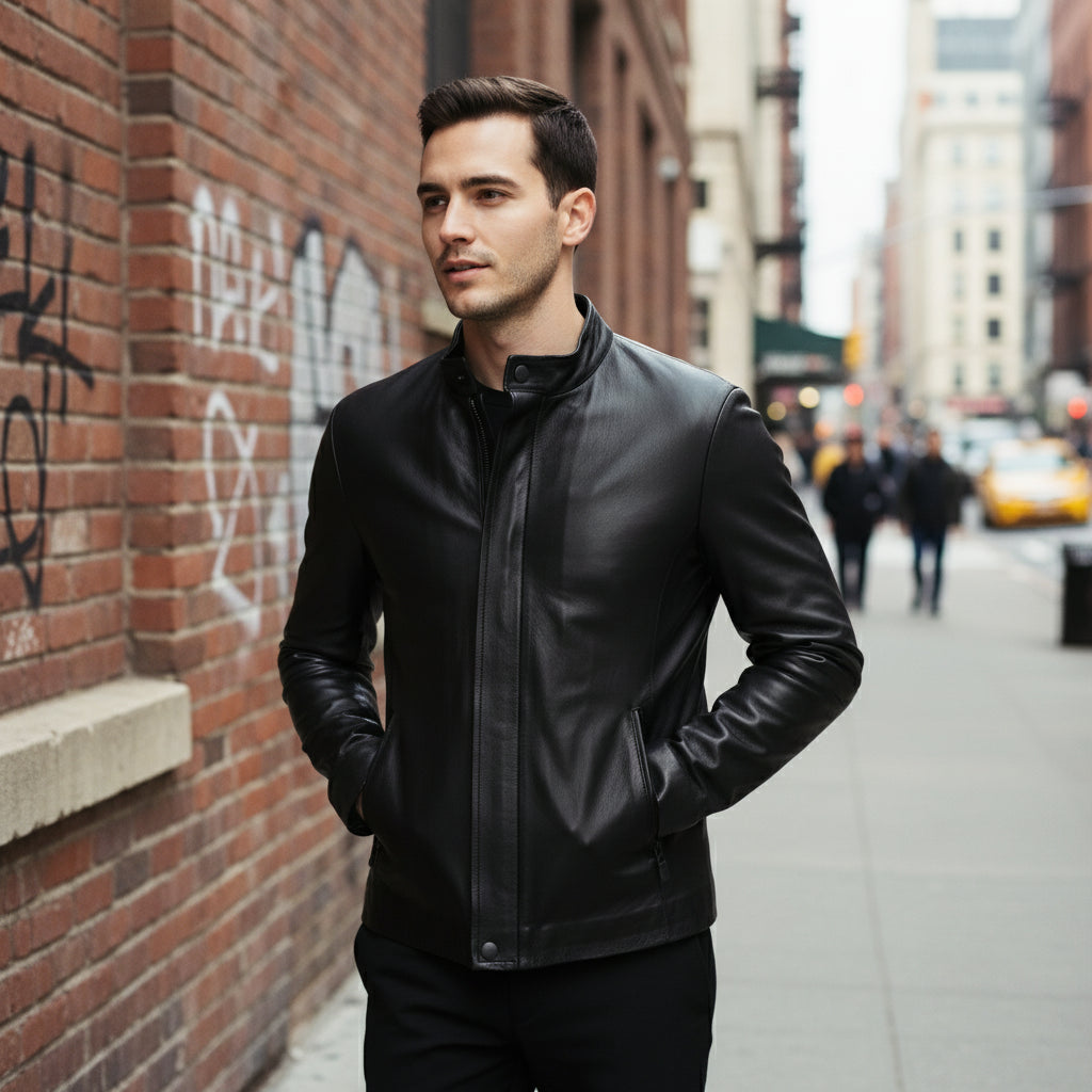 Handmade New Men Black Leather Biker Jackets, Real Leather Jackets for Mens