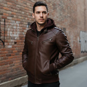 Handmade Antique Brown Leather Fashion Jacket for Men, Winter Leather Apparel.
