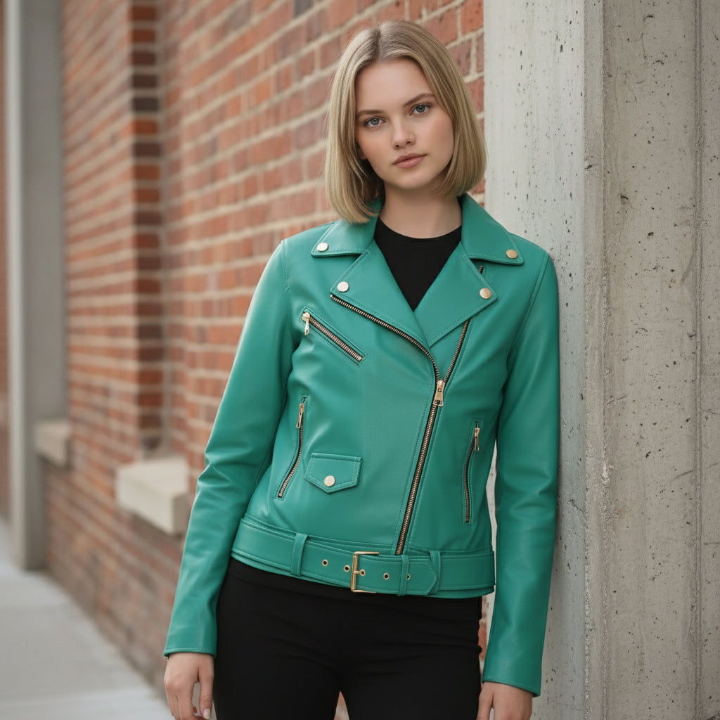 Women's Handmade Biker Leather Jacket