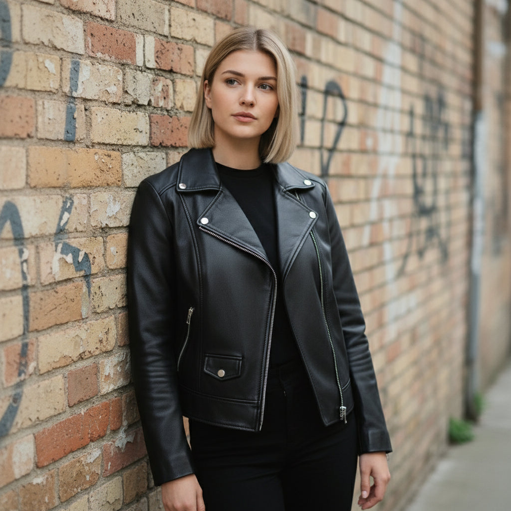 Women's Handmade Biker Leather Jacket
