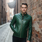 Handmade Leather Slim Fit Biker Jacket, Motorcycle Jacket For Men