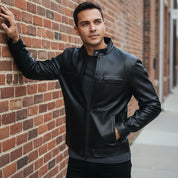 Men's Black Leather Biker Jacket