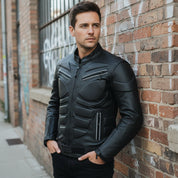 Men's Black Leather Biker Jacket